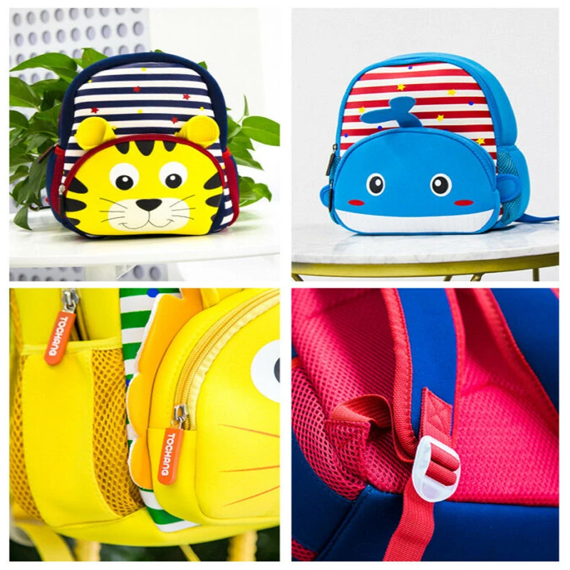 Cute Kids Toddler School Bags Backpack Kindergarten Children Girls Boy Schoolbag 3D Cartoon Animal Giraffe Tiger Lion Rabbit Bag