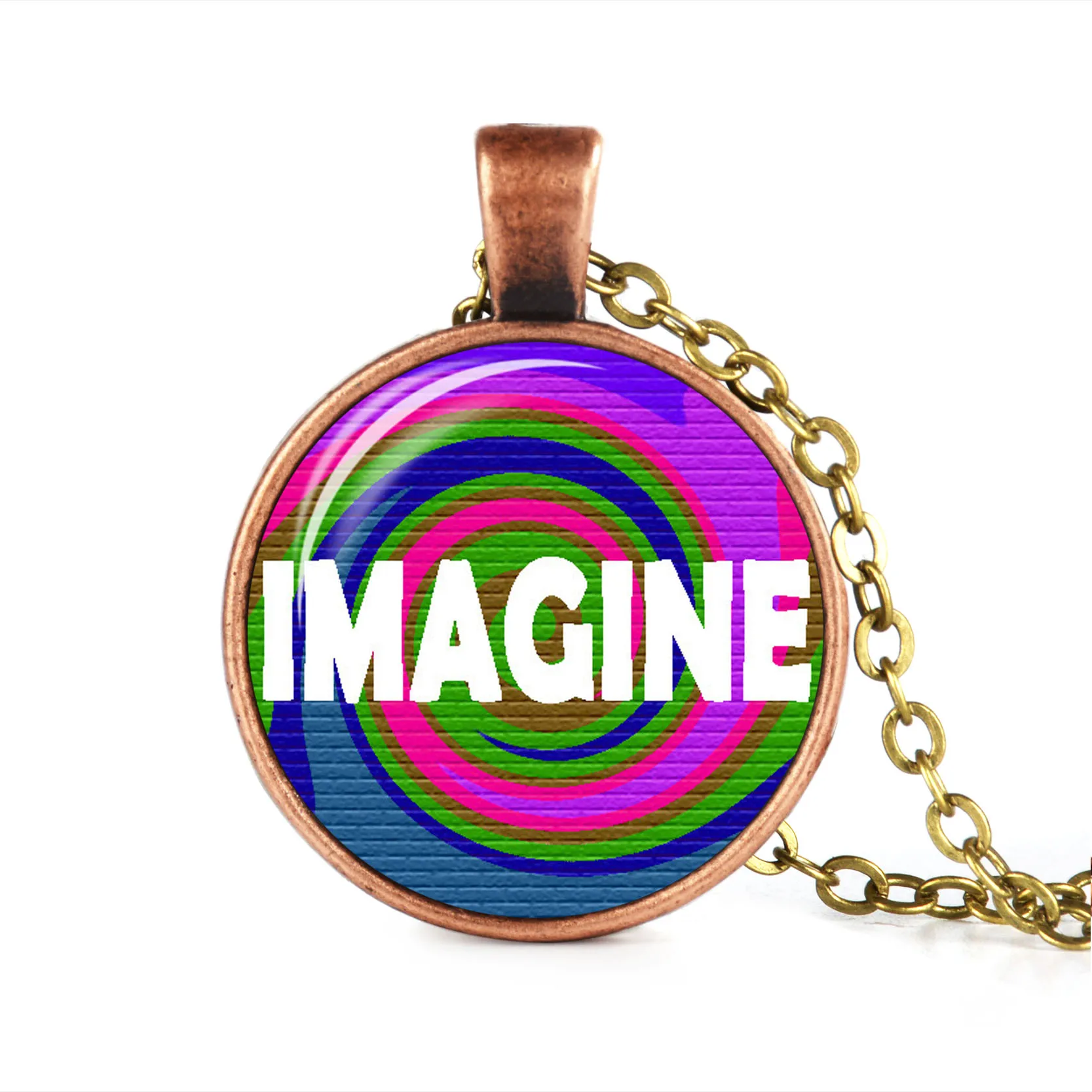 Новое модное ожерелье Hope Peace античное Латунное Очаровательное со стеклянной