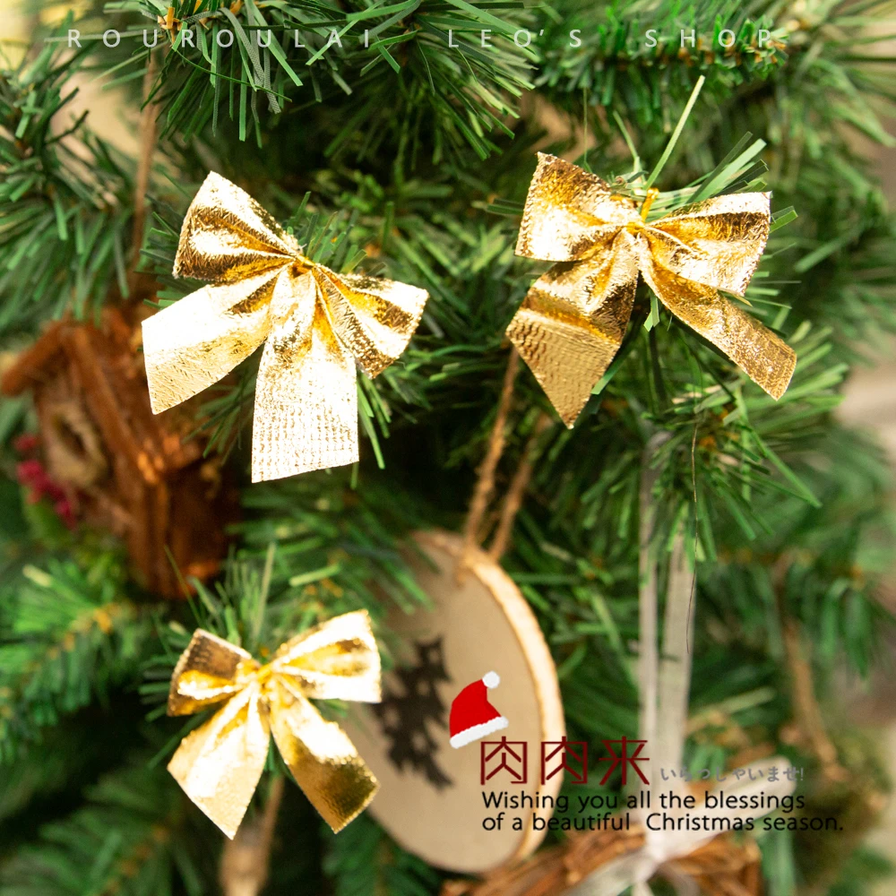 

Маленький бант, Рождественская елка, декоративные украшения, рождественский подарок, упаковка, композиция золотисто-красного цвета