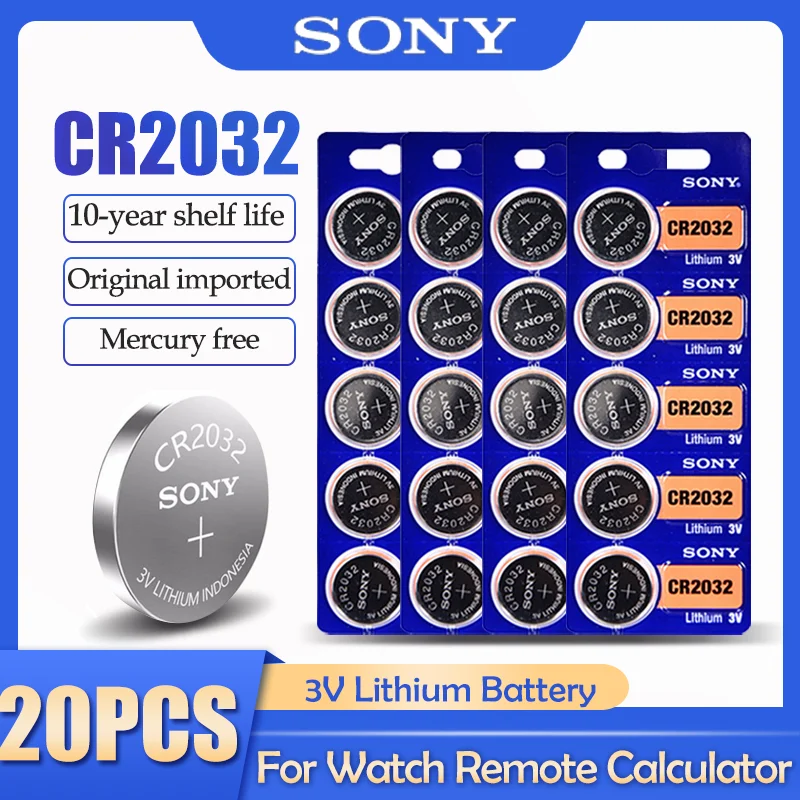 20 шт. SONY CR2032 CR 2032 DL2032 ECR2032 BR2032 3 В литиевая батарея для часов игрушечный калькулятор