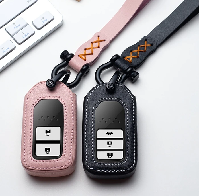 Автомобильный натуральный кожаный брелок чехол держатель для Honda CRV Pilot XRV Civic Smart