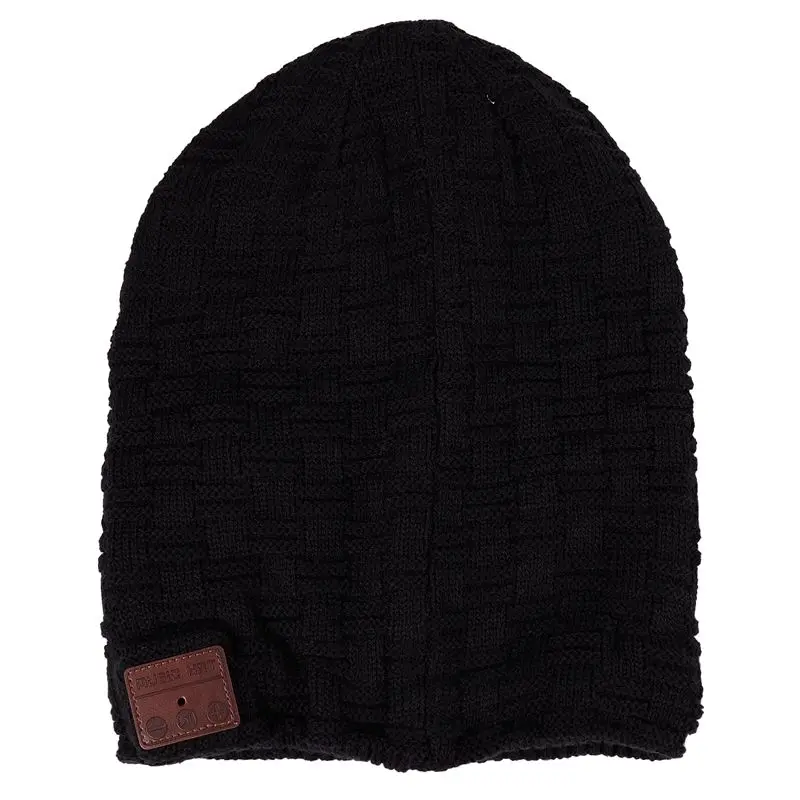 Беспроводная Bluetooth V4.2 Вязаная Шапка-бини плюс бархатная зимняя клетчатая шапка