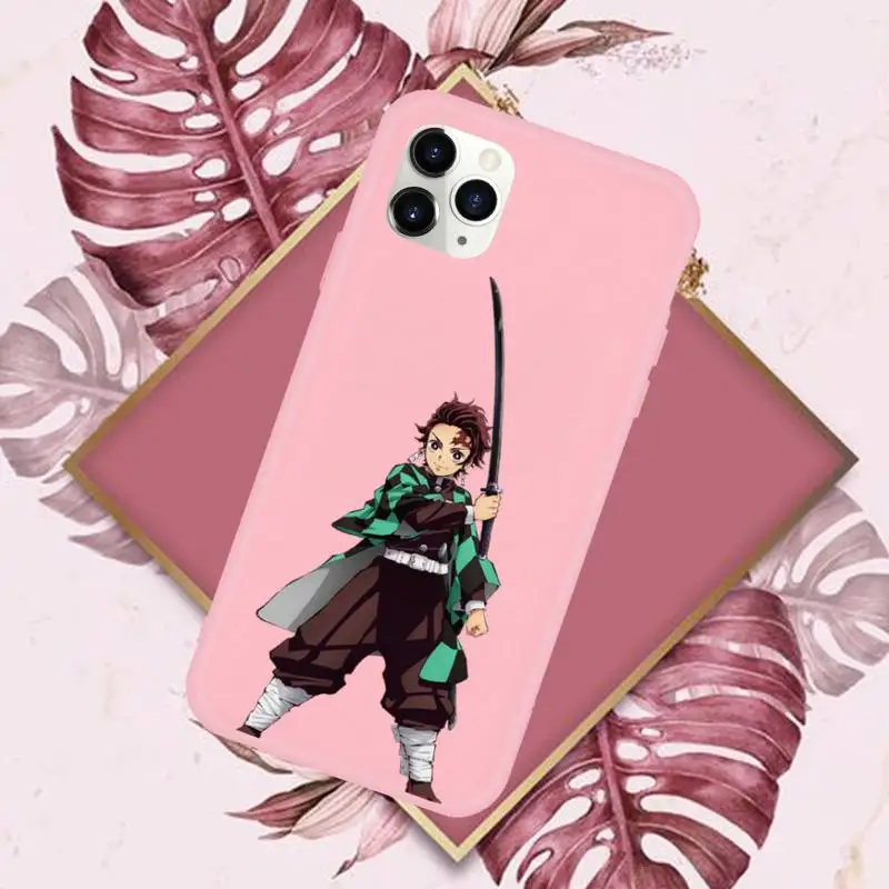 

Demon Slayer nezuko Kimetsu Phone Case Pink Candy Color for iPhone 11 12 mini pro XS MAX 8 7 6 6S Plus X SE 2020 XR