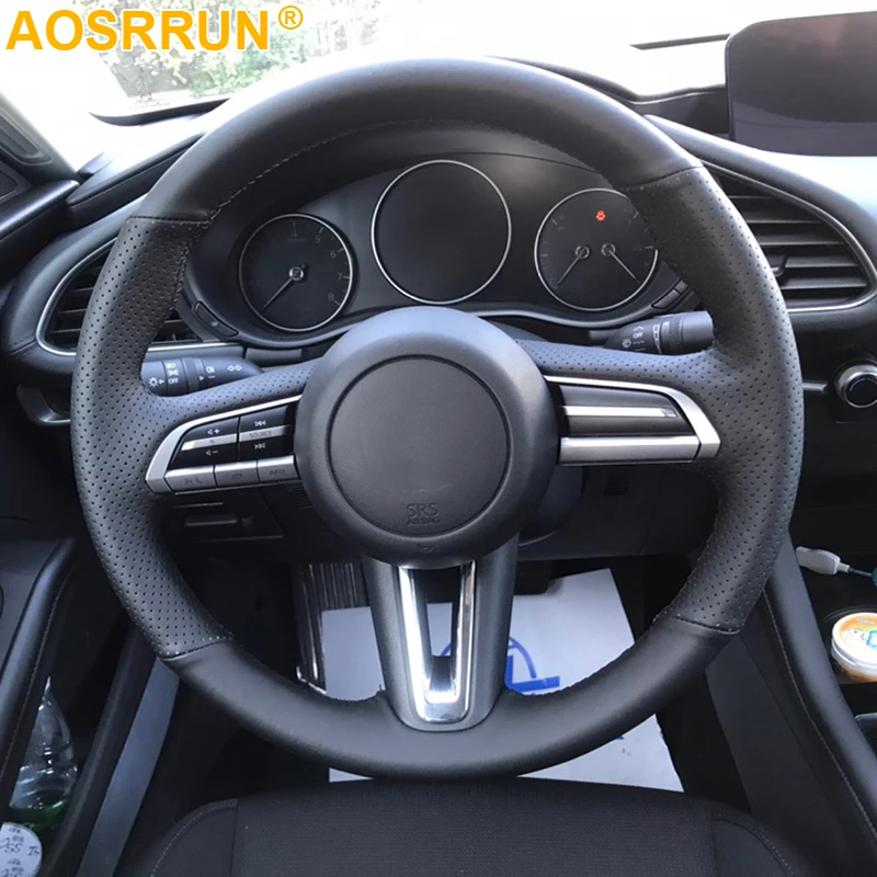 

Чехол для руля из искусственной кожи DIY для Mazda CX-30 CX30 2020 Mazda 3 Axela 2020