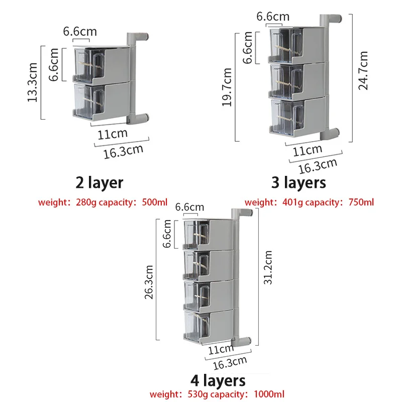 

2/3/4 Layers Rotating Wall Mount Seasoning Storage Box Spice Rack Sugar Salt Jars Containers With Spoons Kitchen Organizer Tools
