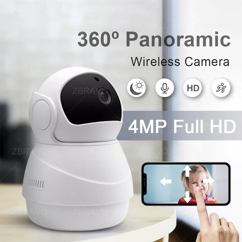 IP камера видеонаблюдения Full HD 4 МП Wi Fi панорамная Беспроводная|Камеры
