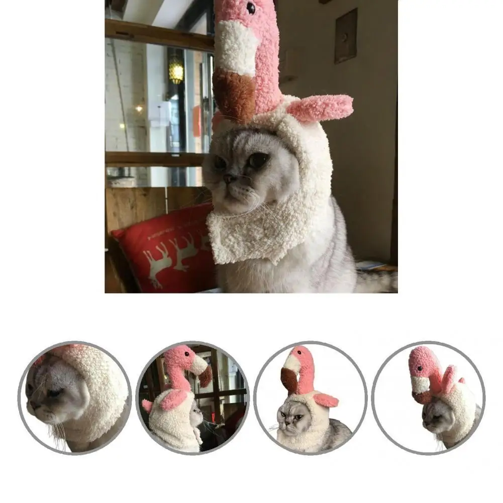 

Pet Supplies Stylish Breathable Eye-catching Pet Headwear Fleece Pet Headwear Flamingo Design Cat Costume
