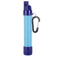 multifunctional outdoor water filter straw lightweight water filtration purifier with compass whistle signal mirror carabiner