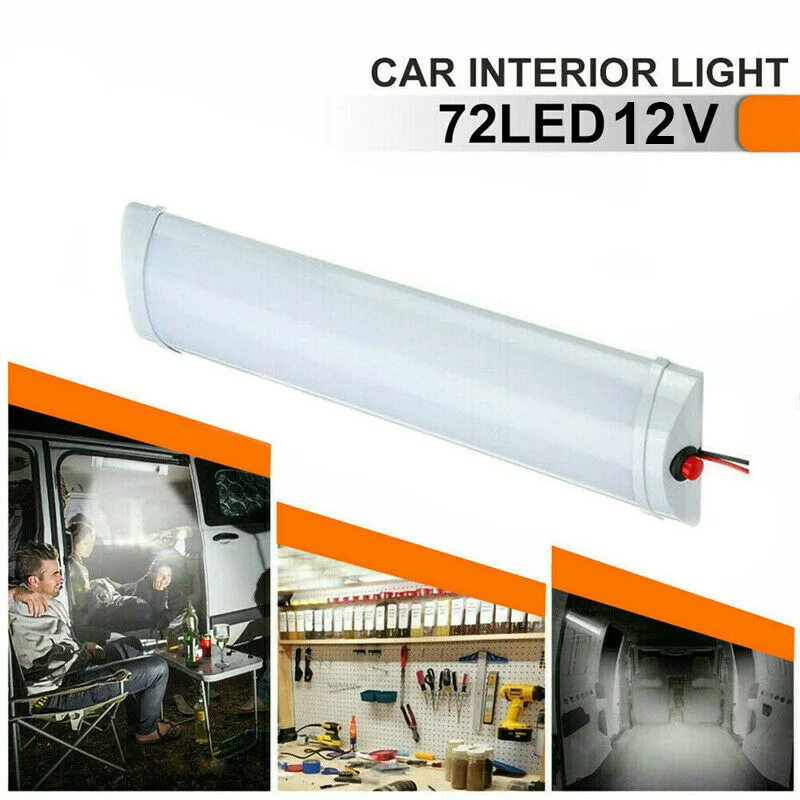

10W 72 светодиодный интерьер автомобиля светодиодный светильник бар белый светильник трубка с переключателем для ван грузовик на колесах для Camper лодка внутрений потолочный светильник