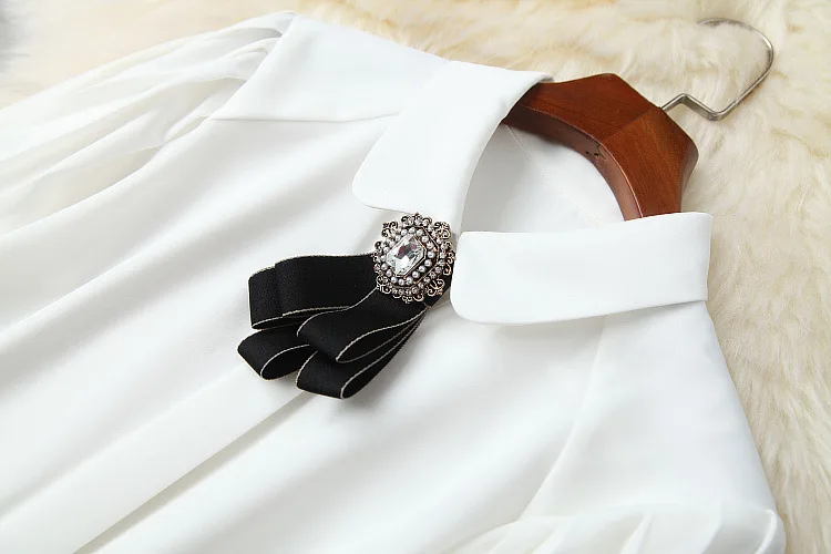 

European and American women's clothing new 2021 spring Bow shirt with long sleeves Starry print skirt Fashion suits