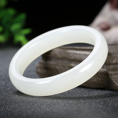 

Natural Hetian Jade White 54-62mm Bracelet Elegant Princess Jewelry For Mom For Girlfriend