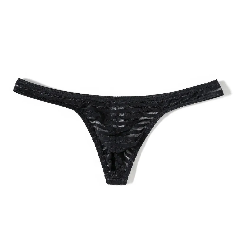 

Transparent Thongs G-strings Sexy Gay Men Striped Erotic Underwear See Through Underpant Mans Sheer Briefs Mens Porn Panties