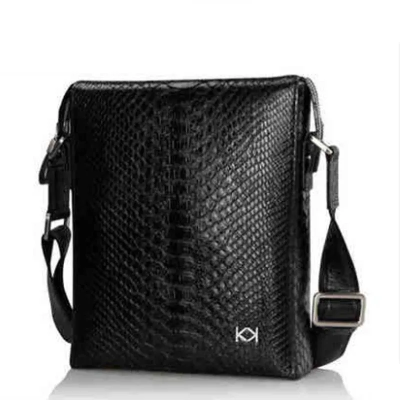 

Мужская сумка через плечо kadilaier, импортная сумка из кожи питона, сумка через плечо в вертикальном стиле