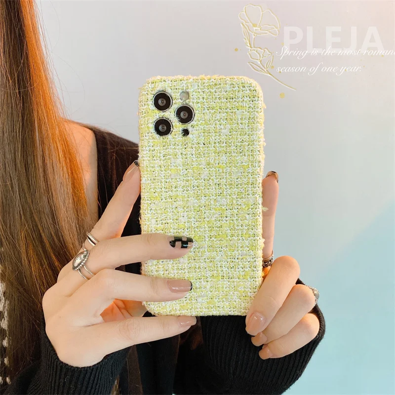 Модный Зеленый плюшевый тканевый чехол для телефона iphone 12 11 Pro Max XR X XS 7 8 plus SE 2020