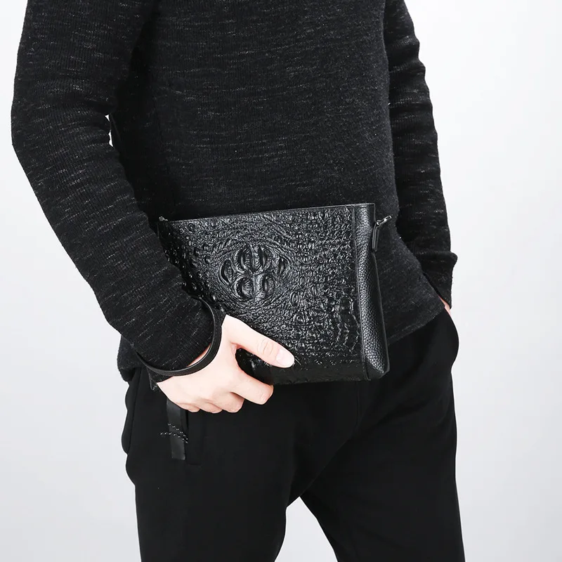 Crocodile Pattern Men Shoulder Bag Cross body Bag Envelop Messenger Bag Male Day Clutch High Quality Man Travel Bag