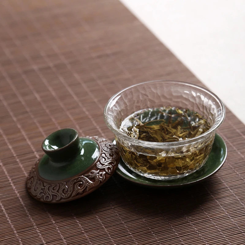 Стеклянный керамический чайный сервиз Gai Wan китайские чайные наборы Dehua Gaiwan