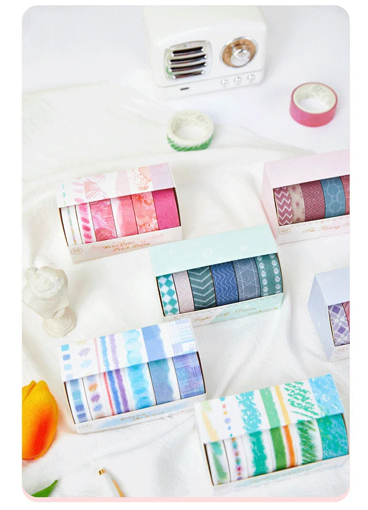 

6Pcs/lot Colorful stripe Washi Tape Scrapbook DIY Gradient color Masking Tape School Decorative Stationery Journal supplies