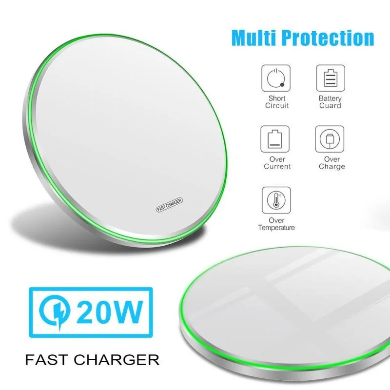 

20w 30w Qi Mirror Wireless Charger Ultra-Thin Wireless Charging Pad Fast Charger For iPhone 11 X XS Max XR 8 Plus Mi 9