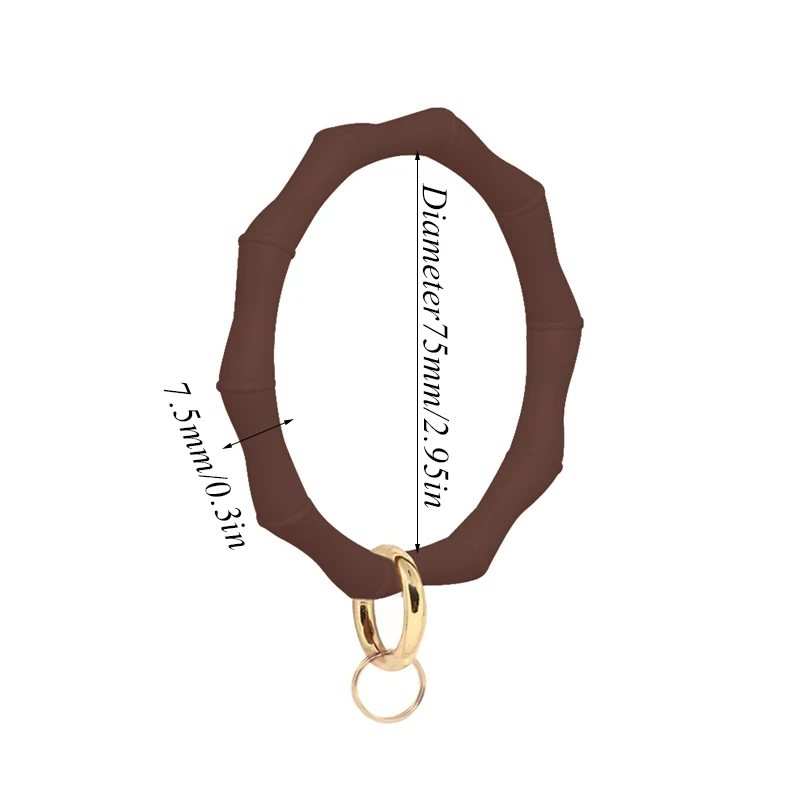 

Fashion Rhombic Silicone Wristlet Keychain for Women Gifts Trendy Simple Bamboo Style Circle Wristband Bangle Unisex Jewelry