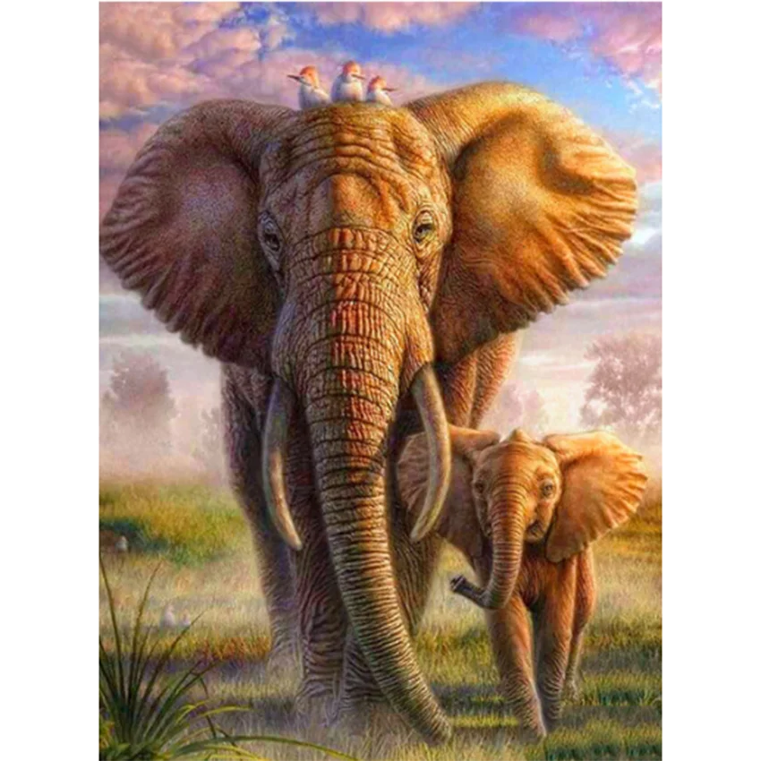 

5D DIY Diamond Painting Square/Round Diamond Animal Painting Cross Stitch Embroidery Elephant Decoration Home Gift BM246
