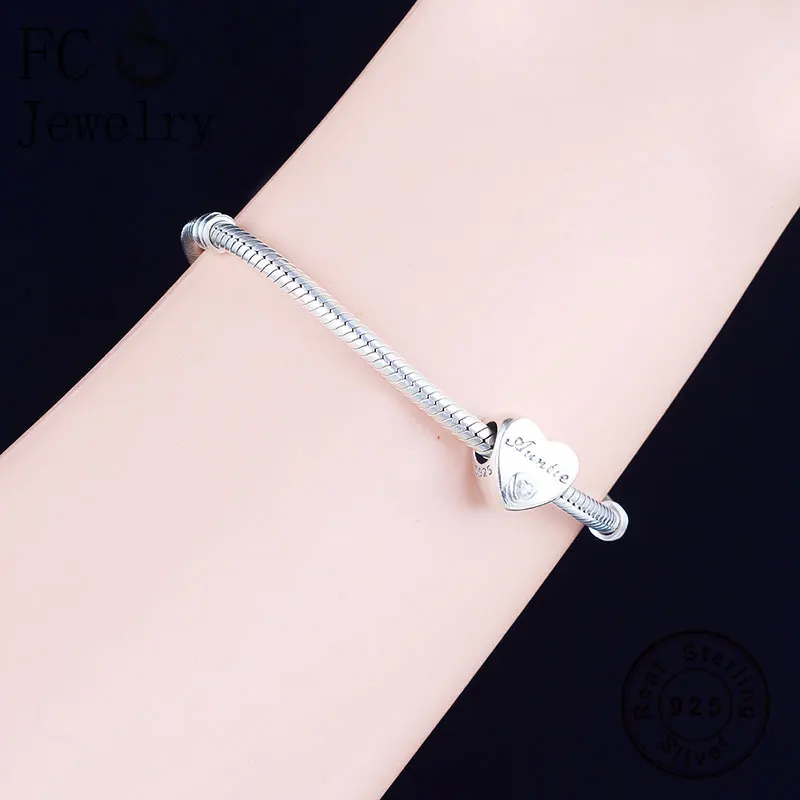FC ювелирное изделие оригинальный браслет 925 серебро сердце бусины из розовых