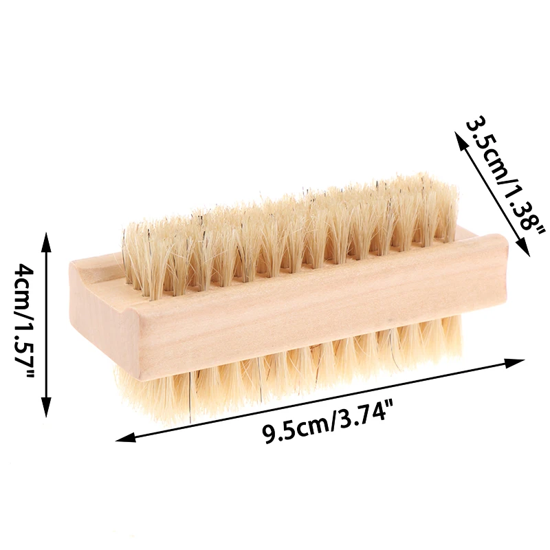 

Double Sided Natural Bristle Nail Brush Manicure Pedicure Wooden Handle Soft Remove Dust Nail Cleaning Tools Brush for Nail Care
