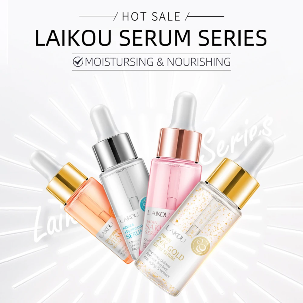 

15ML Cherry Blossom Essence Gold Foil Snail Extract VC Essence Hyaluronic Acid Serum For Shrinking Pores Tightening Oil-control
