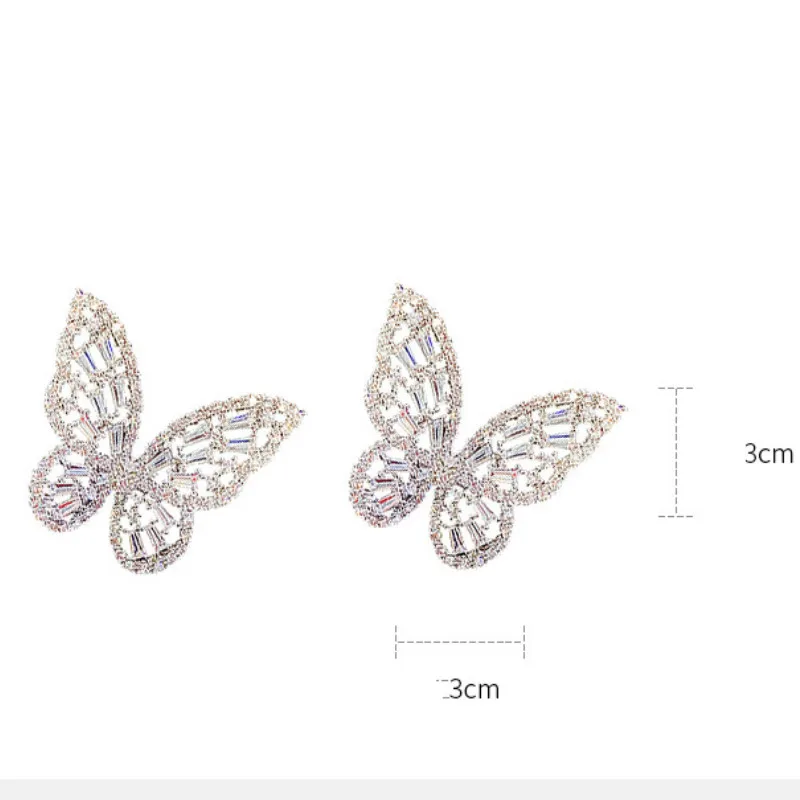 

Fashion Crystal Butterfly Stud Earrings for Women Elegant CZ Earrings Luxury Crystal Butterfly Stud Accessories Earrings Cute