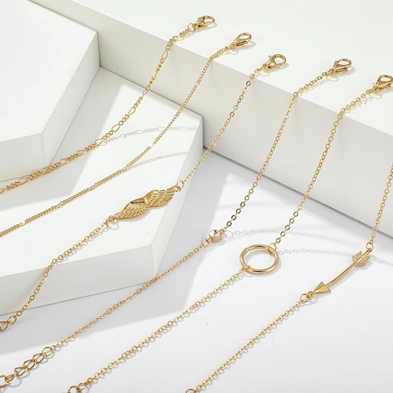 Набор геометрических браслетов Стразы в стиле панк цепочка для женщин богемные