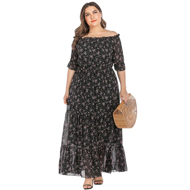 Женское платье с цветочным принтом DOIB винтажное Макси-платье большого размера
