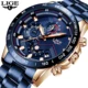 LIGE Mens Watches Top Brand Luxury Business Stainless Steel Waterproof Chronograph Male Quartz Clock Watch Men Relogio Masculino Other Image