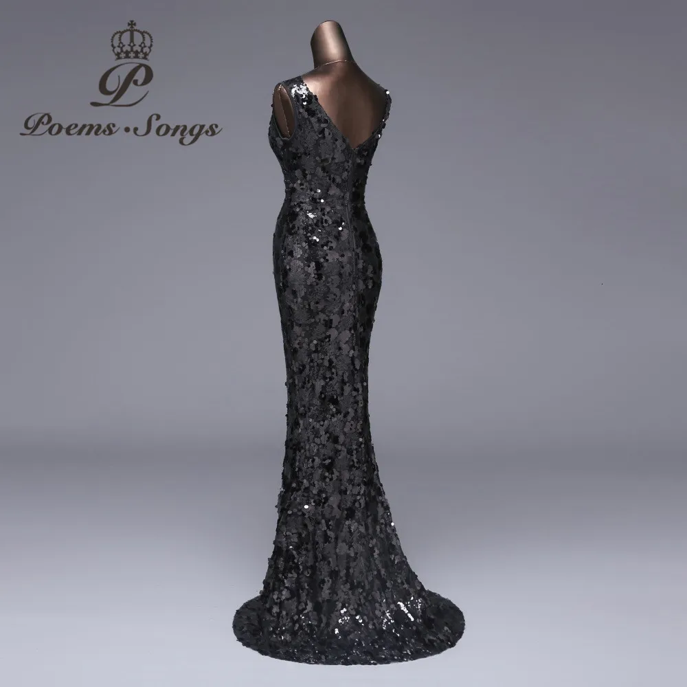 Стихи песни сексуальное приталенное вечернее платье вечерние платья vestido de festa Роскошный Черный блесток халат longue Выпускные платья светоотражающее платье