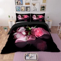 3d pink rose duvet cover set luxury floral double queen king size bedding set single twin full bed cover for marriage girl women