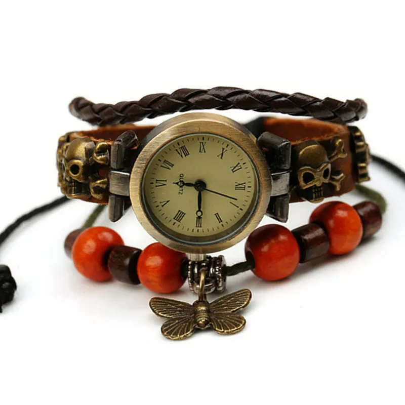 

Leather bracelet watch, Vintage Leather Bracelet Watch, men's and women's Watch luxury fashion butterfly Wrist watch