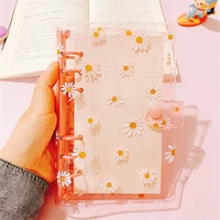 cute a5a6 daisy loose leaf notebook cover 6 hole transparent hand account kawaii stationery school office supplies