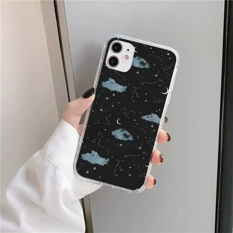 

Outer Space Planet Stars Moon Spaceship Phone Case Transparent soft For iphone se 6 6s 7 8 11 12 plus mini x xs xr pro max