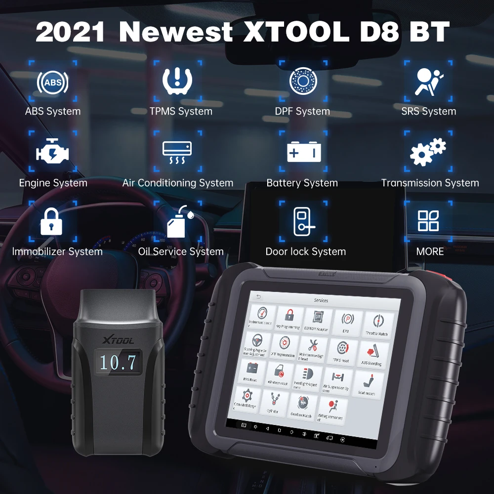 Автомобильный диагностический сканер XTOOL D8 BT OBDII кодирование ECU активное