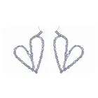 Серебряные серьги в форме сердца с кристаллами неправильной формы, ажурные модные серьги, персиковые серьги в форме сердца, женские серьги, подарки, украшения для вечеринки
