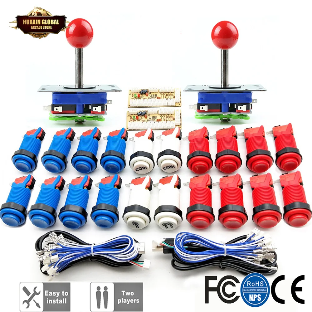 Аркадный набор сделай сам джойстик SANWA в американском стиле HAPP Type COIN 2 кнопка с