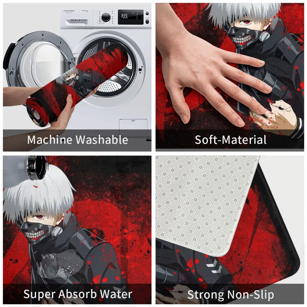 Коврик придверный из полиэстера нескользящий моющийся