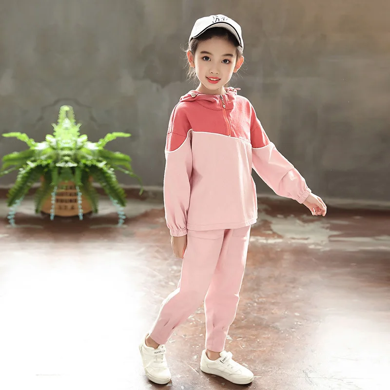 2019 г. Комплекты одежды для девочек куртка на молнии + штаны спортивный костюм