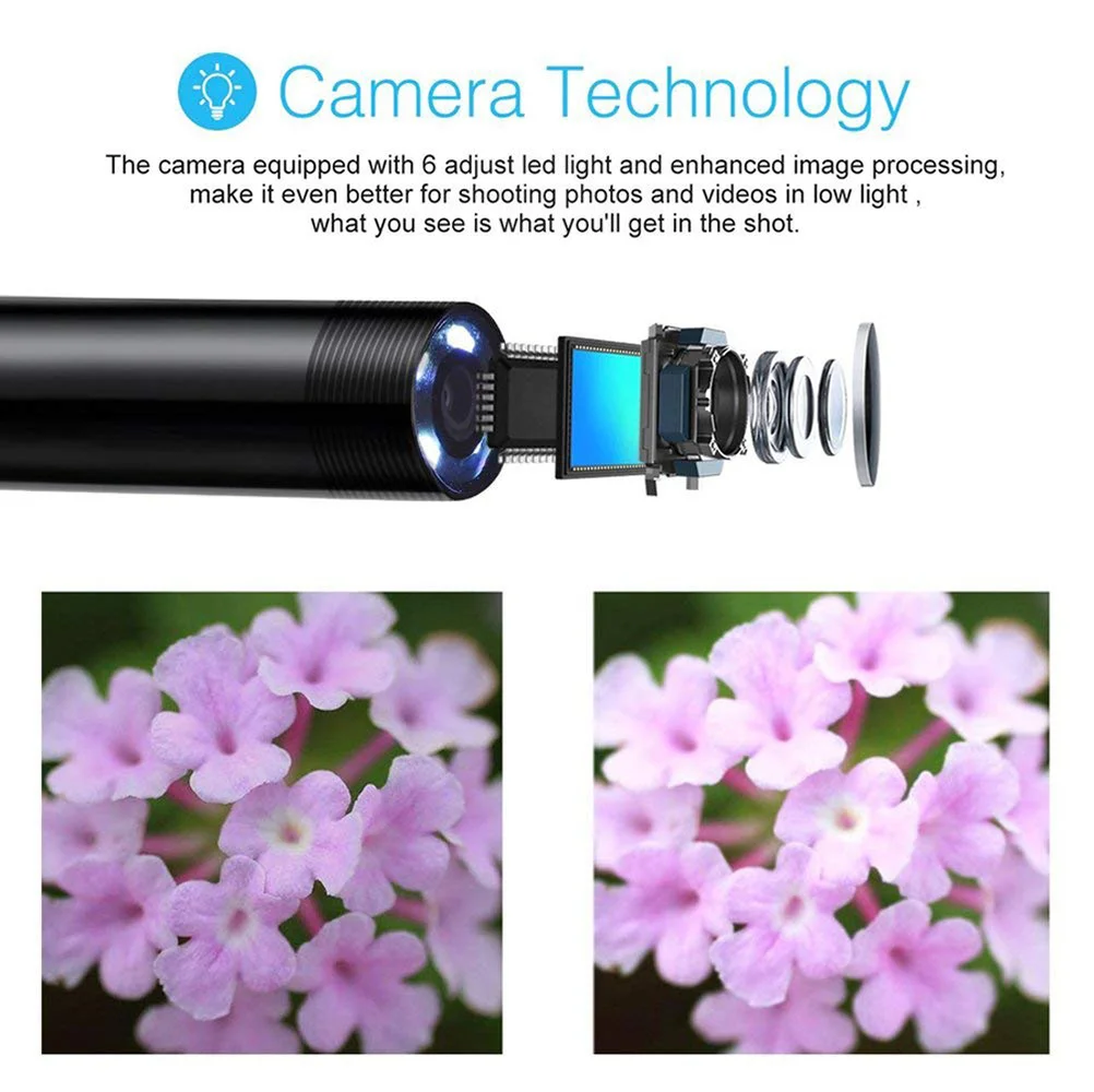Камера-эндоскоп с гибким кабелем и USB TYPE-C 8 мм 1080P | Инструменты