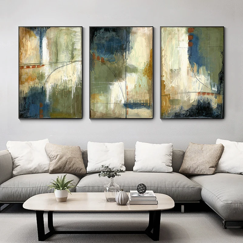 

Nordic Abstract Colorful Minimalist Paint Painting Modern Canvas Poster Wall Art Pictures Print Living Room Bedroom Home Decor