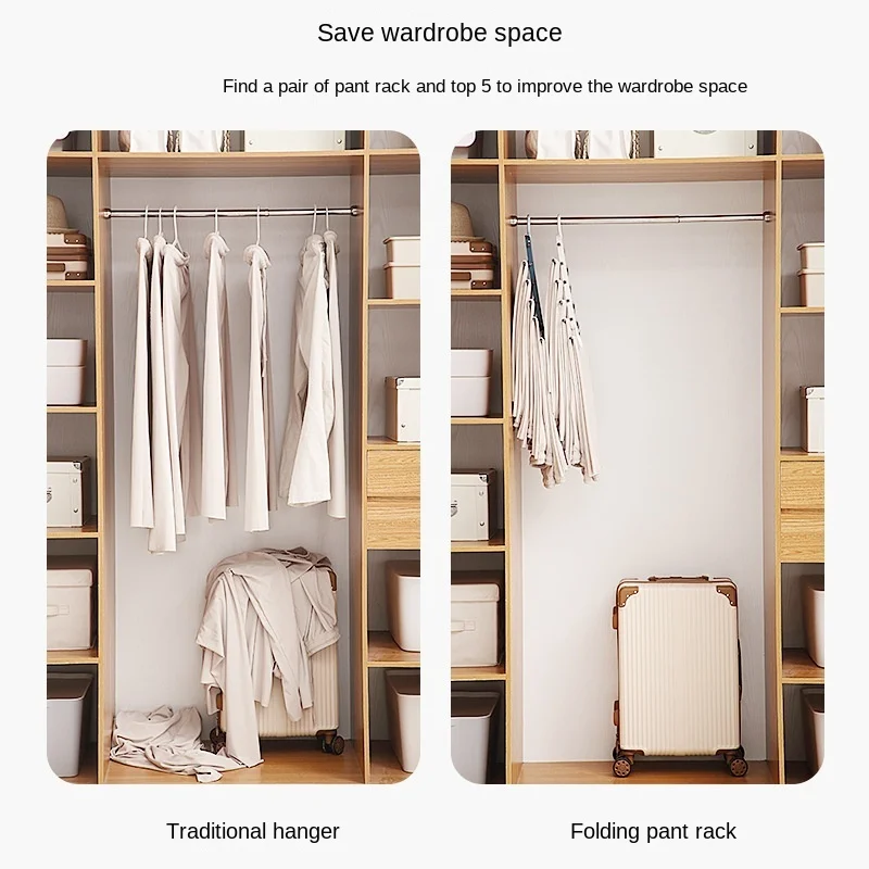 

Folding multi-functional multi-layer trouser rack home magic clip closet storage clothes hanger