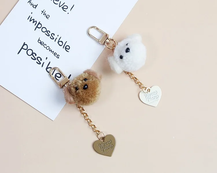 

Cute Trinket Mini Poodle PomPom Key Chains Women Fluffy Teddy Dog Toy Doll Bag Car Keychain Keyring Accessories DIY 2020