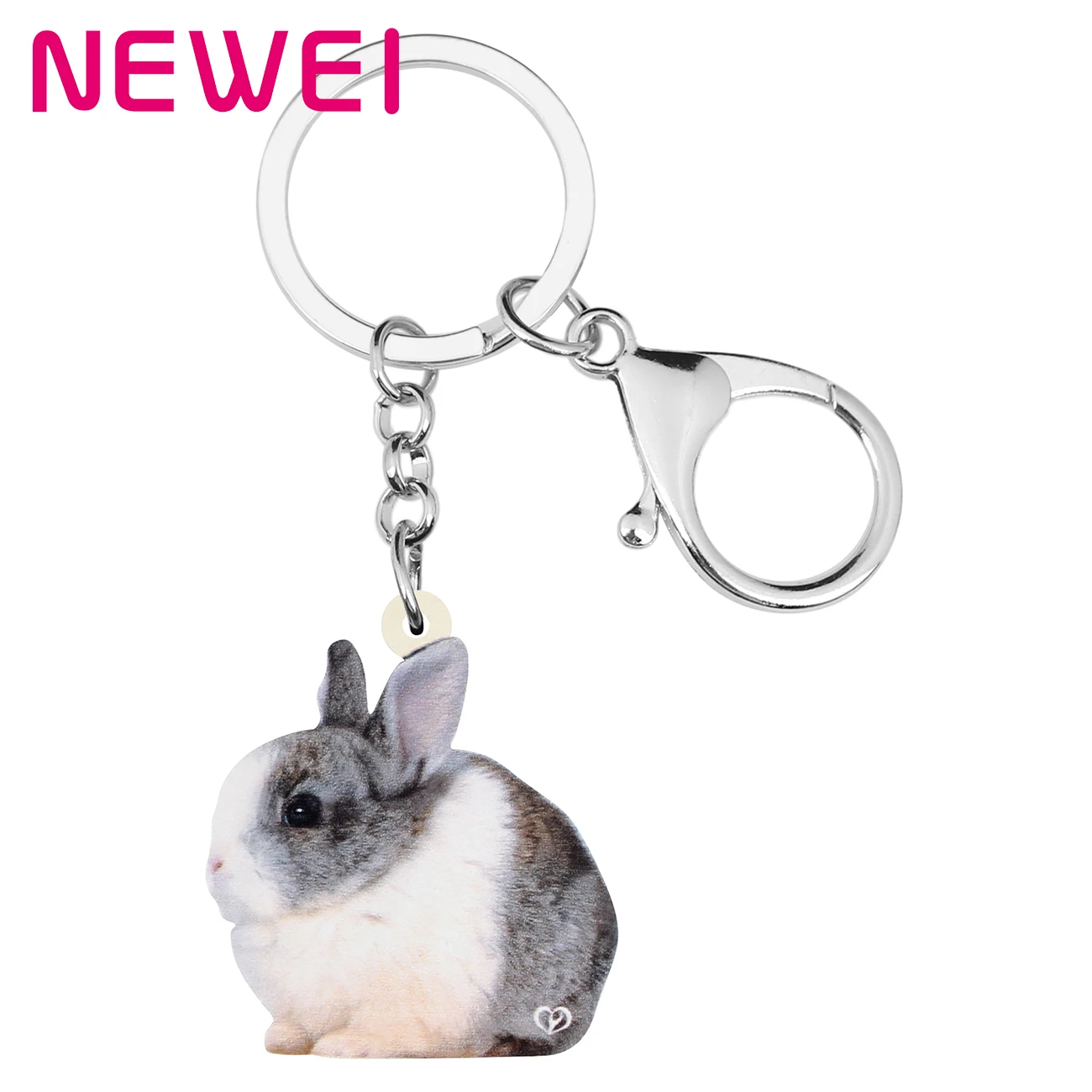 

Newei Acrylic Gray Easter Hare Rabbit Bunny Keychains Pet Animal Keyring Jewelry For Women Kids Festival Gift Bag Car Decoration