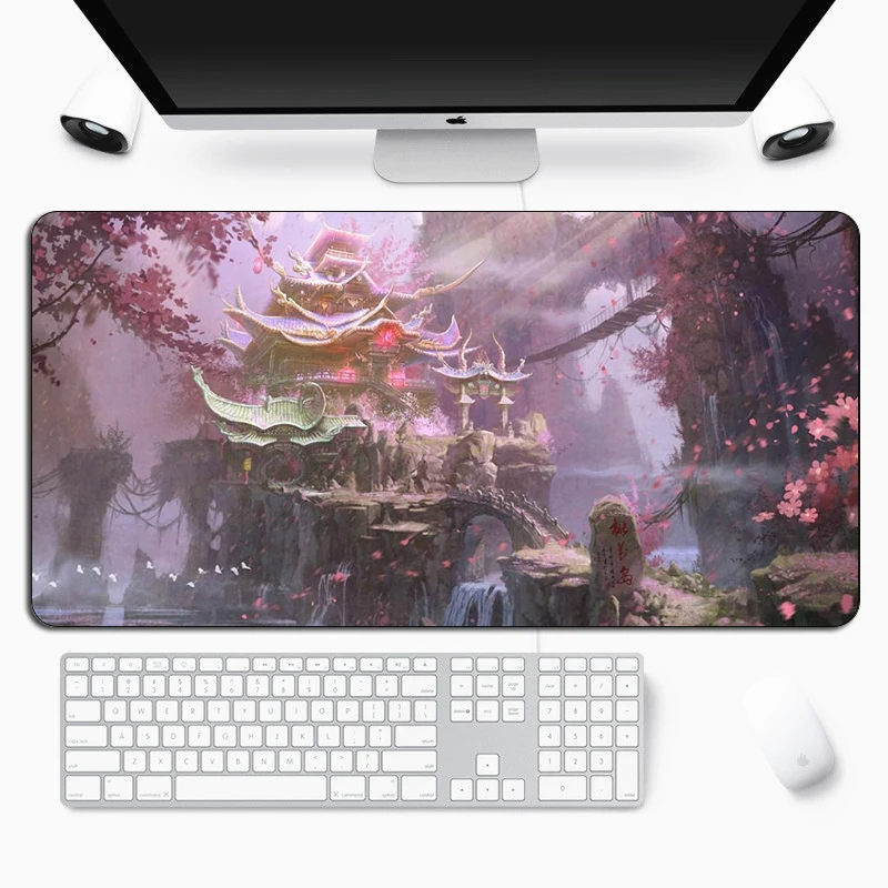 

Коврик для мыши с рисунком аниме, резиновый прочный игровой коврик для клавиатуры и компьютера, большой ноутбук с закругленными краями, Роз...