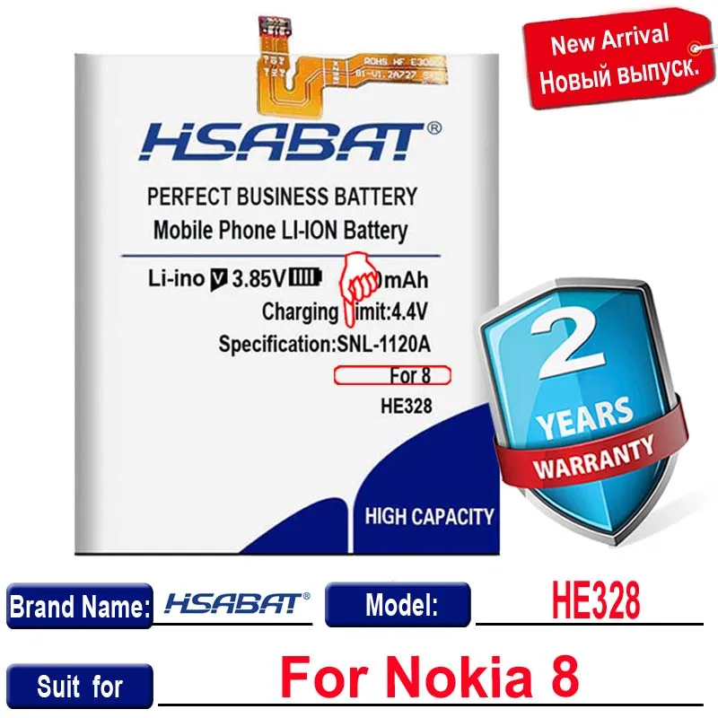 HSABAT 0 цикл 4400 мАч HE328 аккумулятор для Nokia 8 Nokia8 высококачественный мобильный