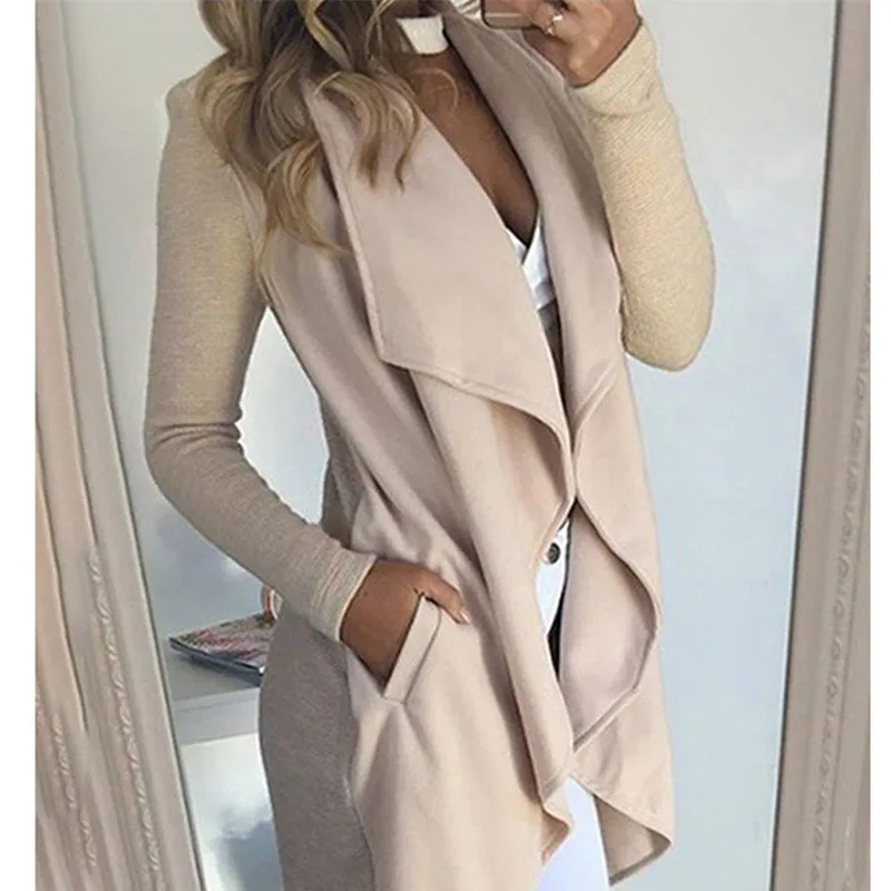 

Winter 2020 Fashion Women's Loose Long Sleeve Cardigan Windbreaker Women Trench Coat Lapel Top New Women's Slim Solid Color Coat