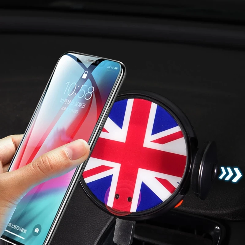 car wireless charger holder intelligent infrared mobile phone stand navigation frame for mini cooper r55 r56 r57 accessories free global shipping